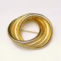 Vintage Large Chunky Brooch Pin Shiny Matte Goldtone Circles Textured Statement