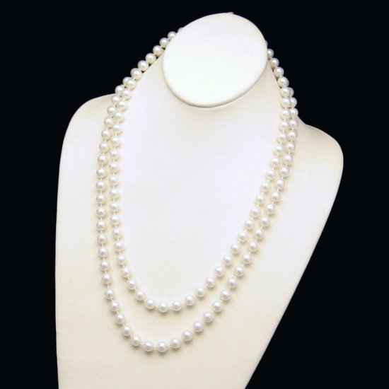 Vintage Very Long Faux Pearls Necklace 47 inches Large 8mm Beads Versatile