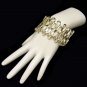 Vintage Bracelet Extra Wide Open Links Pretty Shiny Pale Goldtone Finish