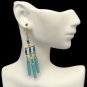 Vintage Earrings Egyptian Inspired Chunky Faux Turquoise Glass Beads Dangles