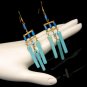 Vintage Earrings Egyptian Inspired Chunky Faux Turquoise Glass Beads Dangles