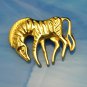 Vintage Brooch Pin Figural ZEBRA Shiny Textured Great Detail Nice Quality