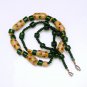 Vintage Necklace Large Chunky Art Glass Beads Tan Spotted Red  Green Yellow