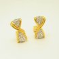 Vintage Clip Earrings Vertical Bow Rhinestone Very Classy Elegant