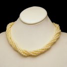 Mid Century Faux Pearls 6 Multi Strand Vintage Torsade Necklace Bridal Classic Style