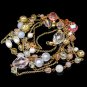 Vintage Necklace Mid Century Extra Long Acrylic Faux Crystals Chunky Filigree Beads