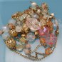 Vintage Necklace Mid Century Extra Long Acrylic Faux Crystals Chunky Filigree Beads