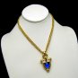NOLAN MILLER Blue Glass Rhinestones Vintage Pendant Necklace Faux Pearls