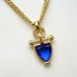 NOLAN MILLER Blue Glass Rhinestones Vintage Pendant Necklace Faux Pearls