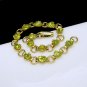 Vintage Bracelet Mid Century Green Glass Stones Rhinestone Statement Open Goldtone Links