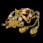 AVON Vintage Necklace Mid Century 2 Multi Strand Glass Beads Peach Amber Rolo Chain