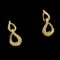 NAPIER Vintage Post Earrings Mid Century Rhinestone Dangles Shiny Goldtone Swirls Elegant