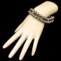 Vintage Gray Faux Pearls Bracelet Hematite Glass Beads Rhinestone 2 Rows Pretty