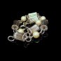 12K White Gold Filled Vintage Bracelet Mid Century Pearls Fluted Beads Corrugated