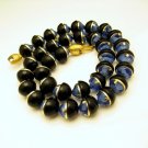 Vintage Necklace Mid Century Chunky Blue Black Glass Beads Half Spheres Very Unique