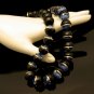 Vintage Necklace Mid Century Chunky Blue Black Glass Beads Half Spheres Very Unique