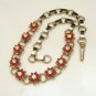 Vintage Choker Necklace Mid Century Red Lucite Flowers Rhinestones Goldtone Circles
