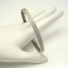 Vintage Bangle Bracelet Mid Century Stardust Finish Silver Plated Pretty Sparkle Narrow