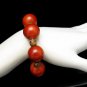 Vintage Bracelet Mid Century Nice Reddish Color Chunky Beads Mod Design Stretch