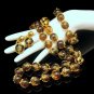CROWN TRIFARI Vintage Necklace Bracelet Earrings Mid Century Amber Lucite Set Filigree Beads