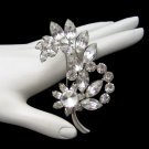 Art Deco Style Vintage Rhinestones Flower Brooch Pin Mid Century Marquise Prong Set Floral