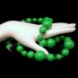 Vintage Necklace Mid Century Large Chunky Bright Green Beads Long 26.5 Inches