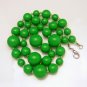 Vintage Necklace Mid Century Large Chunky Bright Green Beads Long 26.5 Inches
