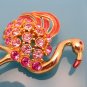 TRIFARI  Vintage Pink Flamingo Brooch Pin Enamel Rhinestones Huge Striking