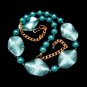 Vintage Faux Pearls Necklace Aqua Blue Glass Iridescent Discs Unique Design