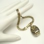 Vintage Mesh Bracelet Mid Century Engraved Charm Dangle Gold Plated Two Sided Unique