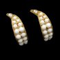 NAPIER Vintage Clip Earrings White Milk Glass Beads Mid Century Pretty Hoops Statement