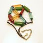 Vintage Necklace Long Lucite Tube Beads Bright Colors Very Unique