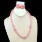 WEST GERMANY Vintage Necklace Earrings Mid Century Pink Beads Set Twisted Acrylic Pretty