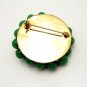 Mid Century Faux Jade Green Art Glass Vintage Brooch Pin Large Circle Pretty Beads