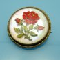 Victorian Encased Lucite Red Rose Flower Brooch Pin Mother of Pearl Vintage Romantic