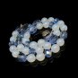 Vintage Necklace Mid Century Blue Glass Crystal Beads Translucent Unique Pretty Chunky