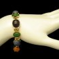 Mid Century Egyptian Carved Glass Scarabs Bracelet Vintage Bezel Set Extra Link