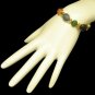 Mid Century Egyptian Carved Glass Scarabs Bracelet Vintage Bezel Set Extra Link