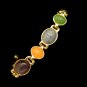 Mid Century Egyptian Carved Glass Scarabs Bracelet Vintage Bezel Set Extra Link