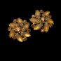 Mid Century D&E Juliana Satin Glass Topaz Rhinestones Earrings Vintage Clips Large Prong Set