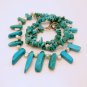 Vintage Bib Necklace Genuine Turquoise River Pearls Dangles Very Pretty