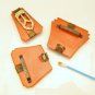 ART DECO Carved Orange BAKELITE Vintage Belt Buckle Dress Clip Set Brass Trim