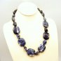 Vintage Necklace Mid Century Large Chunky Denim Sodalite Beads Striking Color Variations