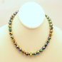 Vintage Carnival Glass Beads Necklace Mid Century Chunky Faceted Adjustable Very Pretty