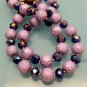 Vintage Beads Crystals Necklace Mid Century Chunky Textured Purple Lavender Blue Unique Striking