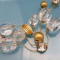 Vintage Necklace 3 Strand Chunky Lucite Faux Crystal Beads Matte Goldtone