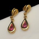 AVON Vintage Earrings Mid Century Pink Crystals Rhinestone Teardrop Dangles Posts Pretty