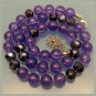 Vintage Necklace Mid Century Purple Crackle Glass AB Crystal Beads Very Pretty Striking Color