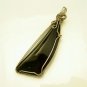 Large OBSIDIAN Sterling Silver Vintage Pendant Mid Century Wire Wrap Artisan Unique Stone