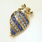 CORO PAT PEND Vintage Brooch Pin Mid Century Large Blue Rhinestones Apple Heart